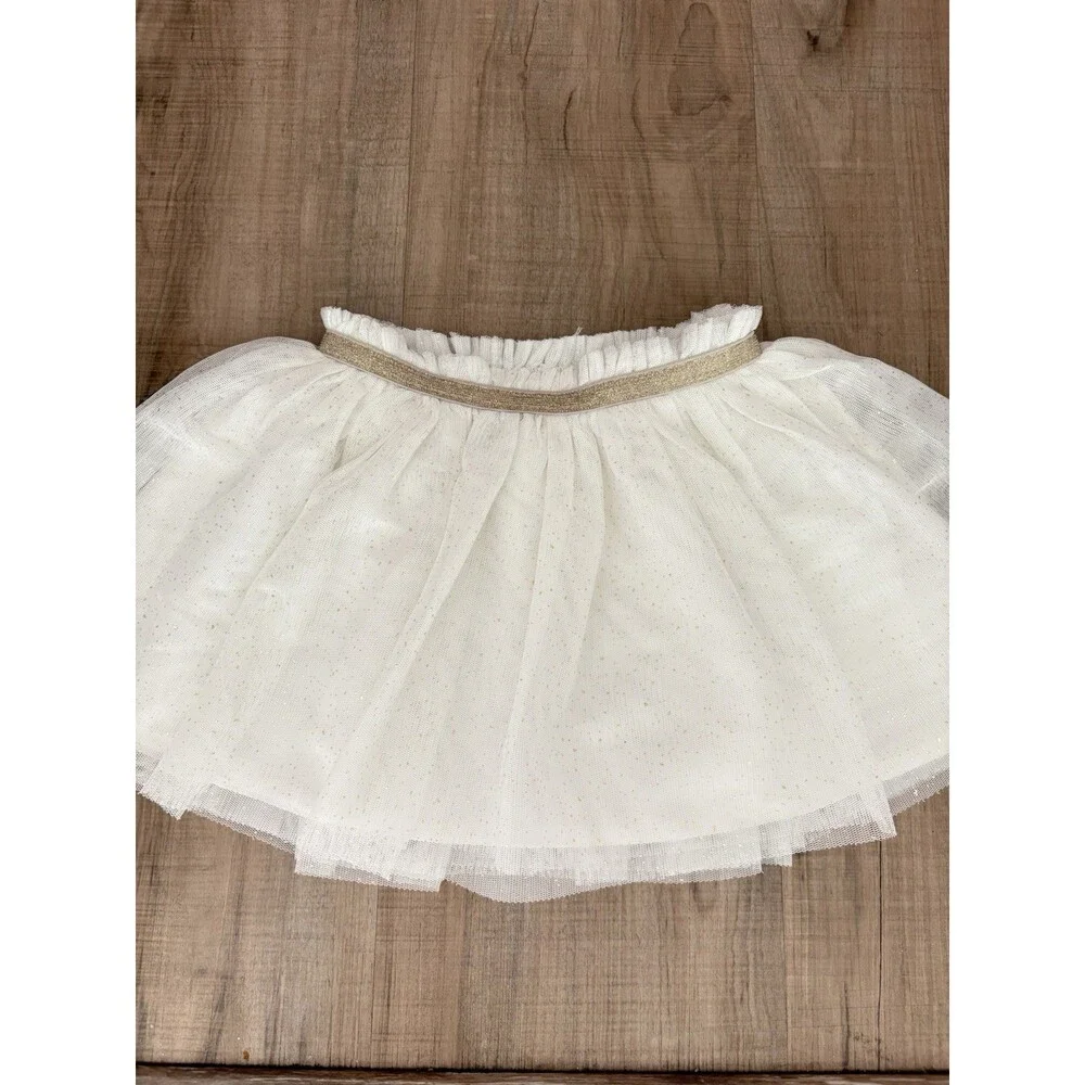 Cat & Jack Tulle Ballet Tutu Ivory Skirt With Gold Sparkles Size 2T